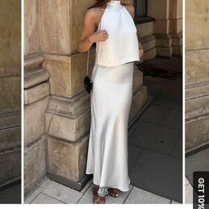 Elegant White Halter two piece set